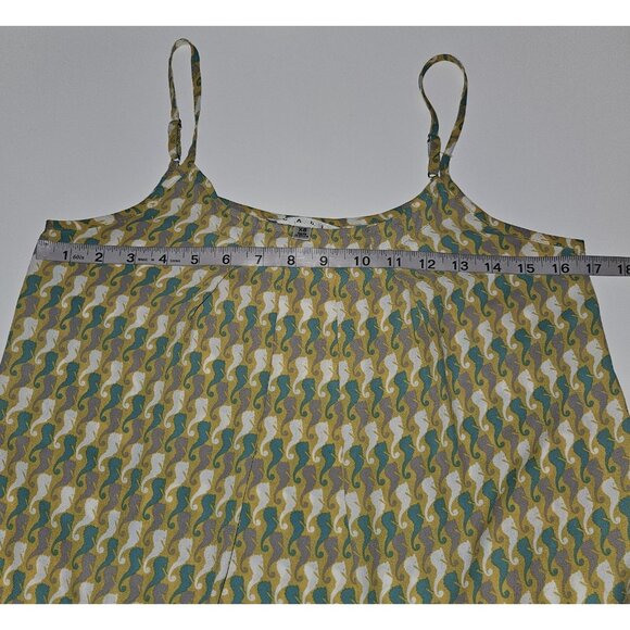 CAbi Seahorse Tank Top XS Pleated Front Adjustable Straps Mustard Gray Green - Picture 12 of 13
